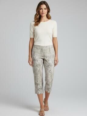 Worth Beige Patterned Cropped Pants Size 8